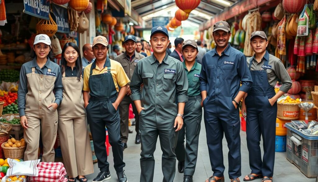 variações regionais do uniforme de trabalho